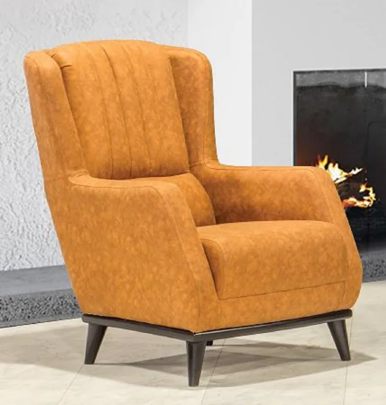 Schneller Versand Casa Padrino Luxus Ohrensessel Hellbraun / Schwarz 80 x 80 x H. 90 cm - Moderner Wohnzimmer Sessel - Wohnzimmer Möbel