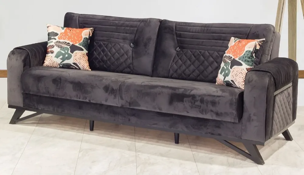 Casa Padrino Luxus Schlafsofa Schwarz / Grau 215 x 90 x H. 80 cm - Modernes Wohnzimmer Sofa - Moderne Wohnzimmer Möbel Sonderaktion