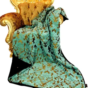 Angebot Luxus Wohndecke Pompöös by Casa Padrino Barock Türkis / Gold / Schwarz von Harald Glööckler mit edlem Bouquet Musterstoff