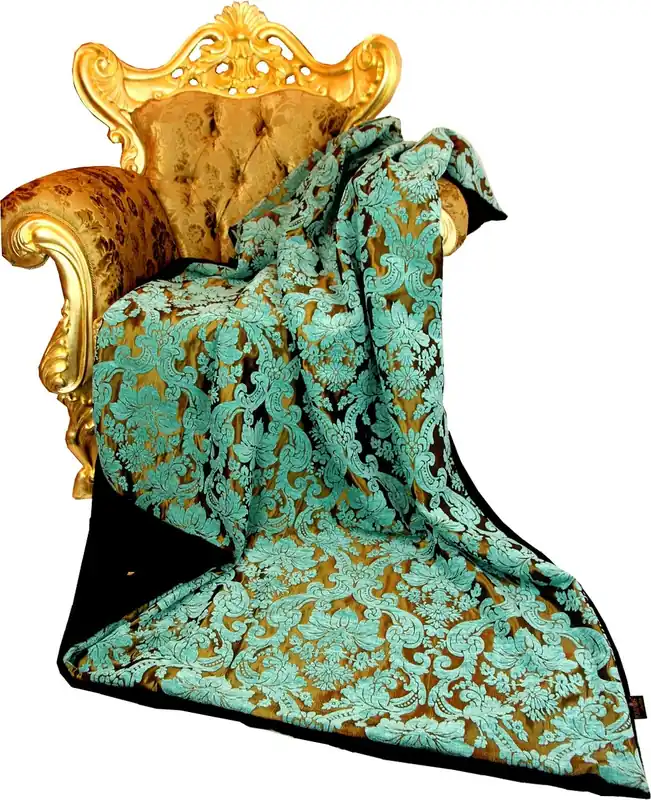 Angebot Luxus Wohndecke Pompöös by Casa Padrino Barock Türkis / Gold / Schwarz von Harald Glööckler mit edlem Bouquet Musterstoff