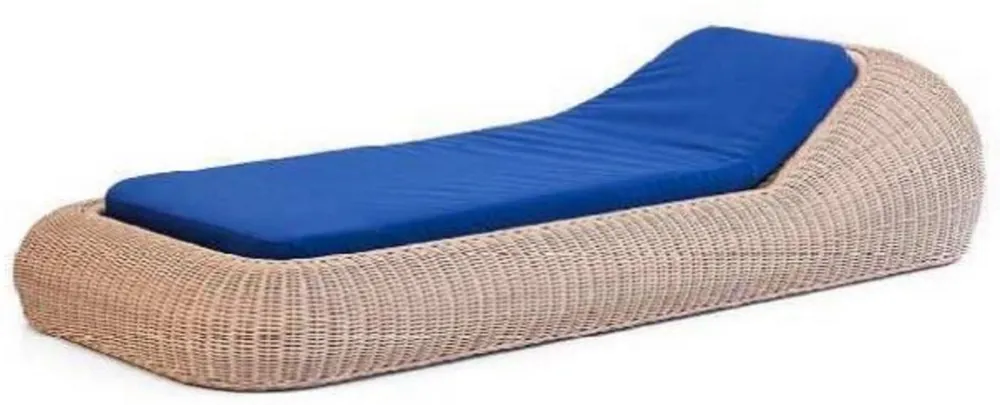 Casa Padrino Luxus Gartenliege Naturfarben / Blau 238 x 100 x H. 50 cm - Handgewebte Wetterbeständige Liege - Moderne Poolliege - Garten Möbel - Hotel Möbel Online Kaufen