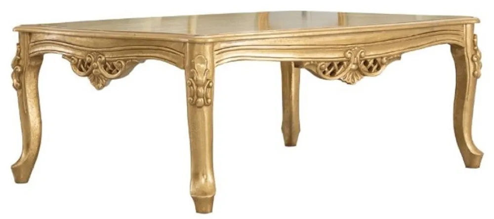 Casa Padrino Luxus Barock Massivholz Couchtisch Gold - Handgefertigter Wohnzimmertisch im Barockstil - Barock Wohnzimmer Möbel Versand Am Gleichen Tag