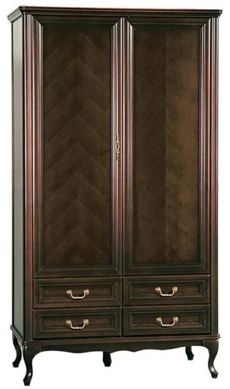 Beliebt Casa Padrino Luxus Jugendstil Schlafzimmerschrank Dunkelbraun 114,5 x 60 x H. 206 cm - Massivholz Kleiderschrank mit 2 Türen und 4 Schubladen - Barock & Jugendstil Schlafzimmer Möbel