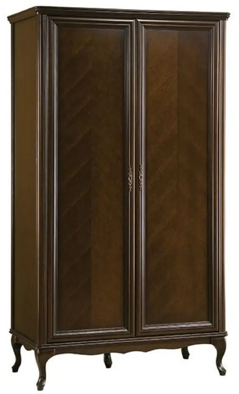 Casa Padrino Luxus Jugendstil Schlafzimmerschrank Dunkelbraun 114,5 x 60 x H. 206 cm - Massivholz Kleiderschrank mit 2 Türen - Barock & Jugendstil Schlafzimmer Möbel Garantierte Lieferung