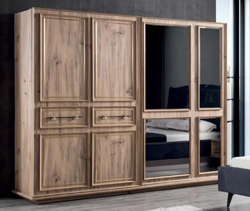 Casa Padrino Luxus Schlafzimmerschrank Braun 262 x 72 x H. 216 cm - Moderner Massivholz Kleiderschrank mit 2 Schiebetüren - Luxus Schlafzimmer Möbel Schneller Versand