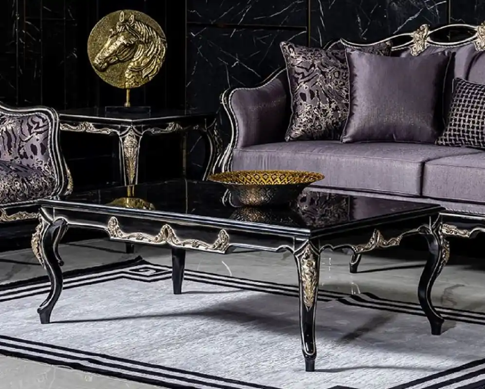 Jetzt Kaufen Casa Padrino Luxus Barock Couchtisch Schwarz / Gold - Handgefertigter Massivholz Wohnzimmertisch - Barockstil Wohnzimmer Möbel