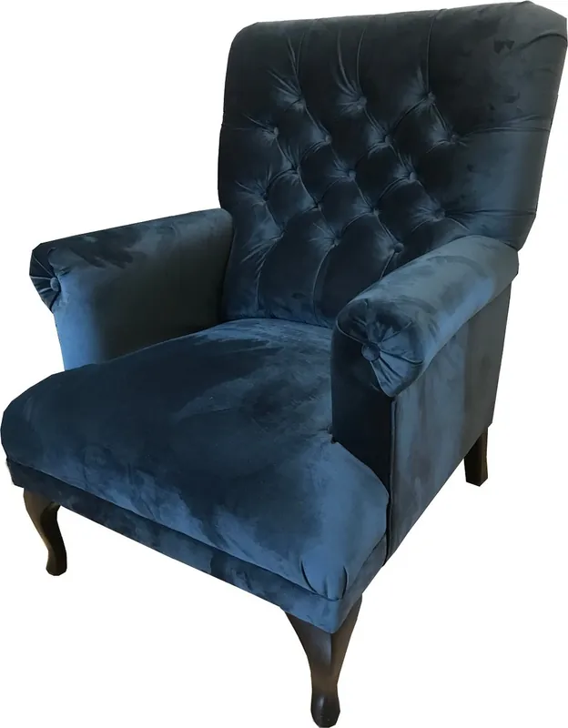Casa Padrino Luxus Chesterfield Samt Sessel Mitternachtsblau / Schwarz 82 x 75 x H. 93 cm - Chesterfield Wohnzimmer Möbel Markenware