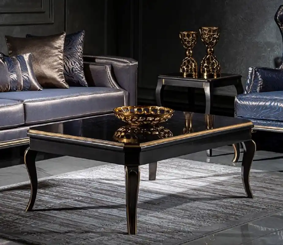 Nur Heute Casa Padrino Luxus Barock Couchtisch Schwarz / Gold - Eleganter Wohnzimmertisch im Barockstil - Handgefertigter Massivholz Tisch - Barock Wohnzimmer Möbel