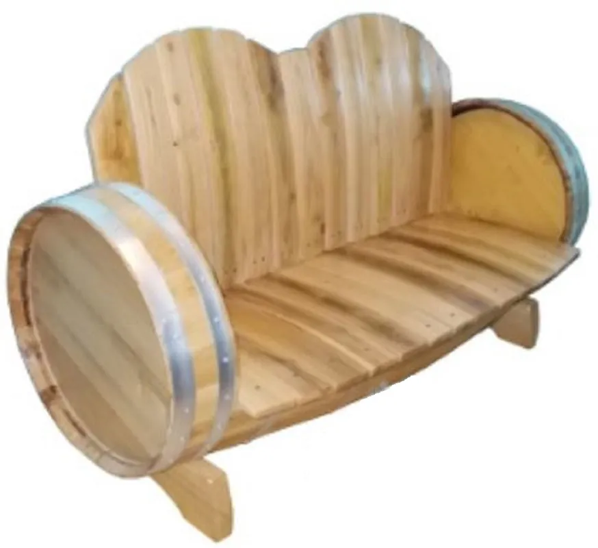 Casa Padrino Luxus Fass Sofa Naturfarben / Silber 160 x 65 x H. 98 cm - Handgefertigtes Massivholz Weinfass Sofa - Garten Terrassen Gastronomie Möbel Direkt Vom Hersteller