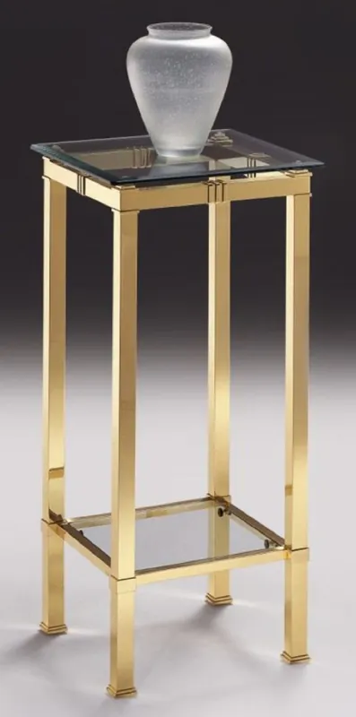 Direkt Vom Hersteller Casa Padrino Luxus Säule Messingfarben 39 x 39 x H. 85 cm - Edler Messing Beistelltisch mit Glasplatten - Wohnzimmer Möbel - Luxus Qualität
