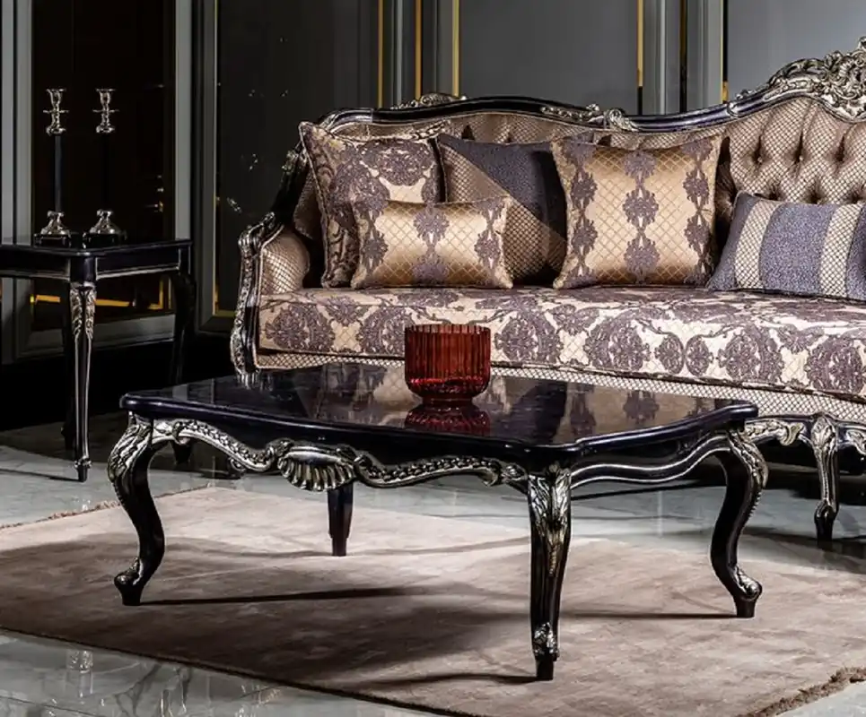 Angebot Casa Padrino Luxus Barock Couchtisch Lila / Gold - Prunkvoller Wohnzimmertisch im Barockstil - Handgefertigter Massivholz Tisch - Barock Wohnzimmer Möbel