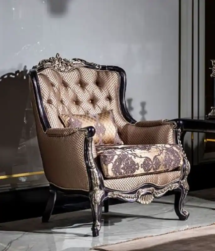 Markenprodukt Casa Padrino Luxus Barock Sessel Gold / Lila - Prunkvoller Wohnzimmer Sessel mit Muster und dekorativem Kissen - Barock Wohnzimmer Möbel