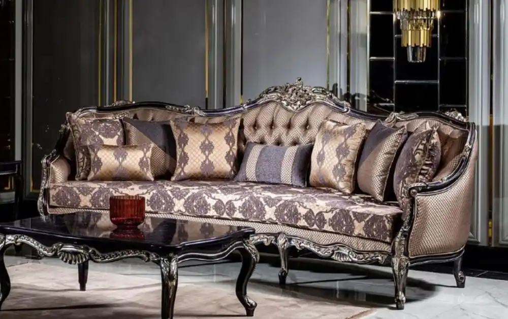 Meistverkauft Casa Padrino Luxus Barock Sofa Gold / Lila - Prunkvolles Wohnzimmer Sofa mit elegantem Muster und dekorativen Kissen - Wohnzimmer Möbel im Barockstil