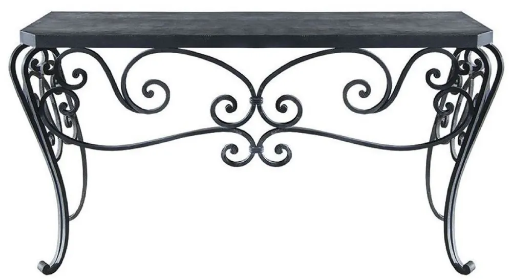 Jetzt Kaufen Casa Padrino Luxus Jugendstil Konsole Schwarz 156 x 50 x H. 87 cm - Handgefertigter Schmiedeeisen Konsolentisch mit Metall Tischplatte - Wohnzimmer Garten Terrassen Möbel