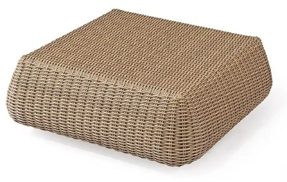 Schnäppchen Casa Padrino Luxus Gartentisch Naturfarben 82 x 82 x H. 30 cm - Handgewebter Wetterbeständiger Couchtisch - Garten Terrassen Tisch Möbel - Luxus Kollektion