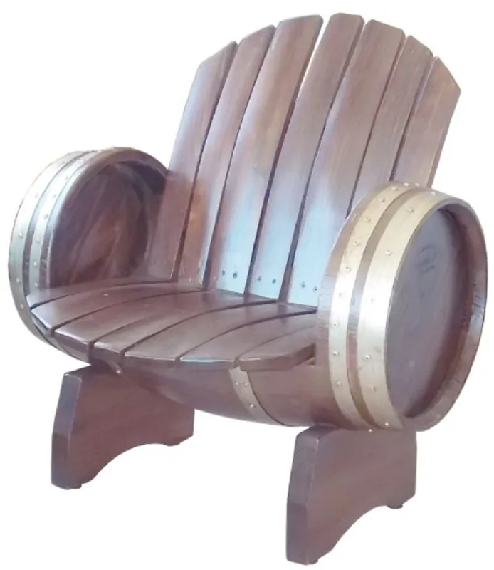 Casa Padrino Luxus Fass Sessel Braun / Silber 92 x 65 x H. 98 cm - Massivholz Weinfass Sessel - Garten Terrassen Gastronomie Möbel Jetzt Kaufen