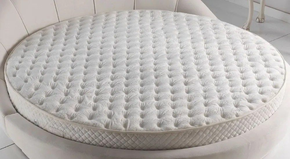 Casa Padrino Luxus Rundbett Matratze Weiß Ø 220 cm - Runde beidseitig verwendbare Doppelbett Matratze mit Taschenfederkern - Luxus Qualität Kracherpreis