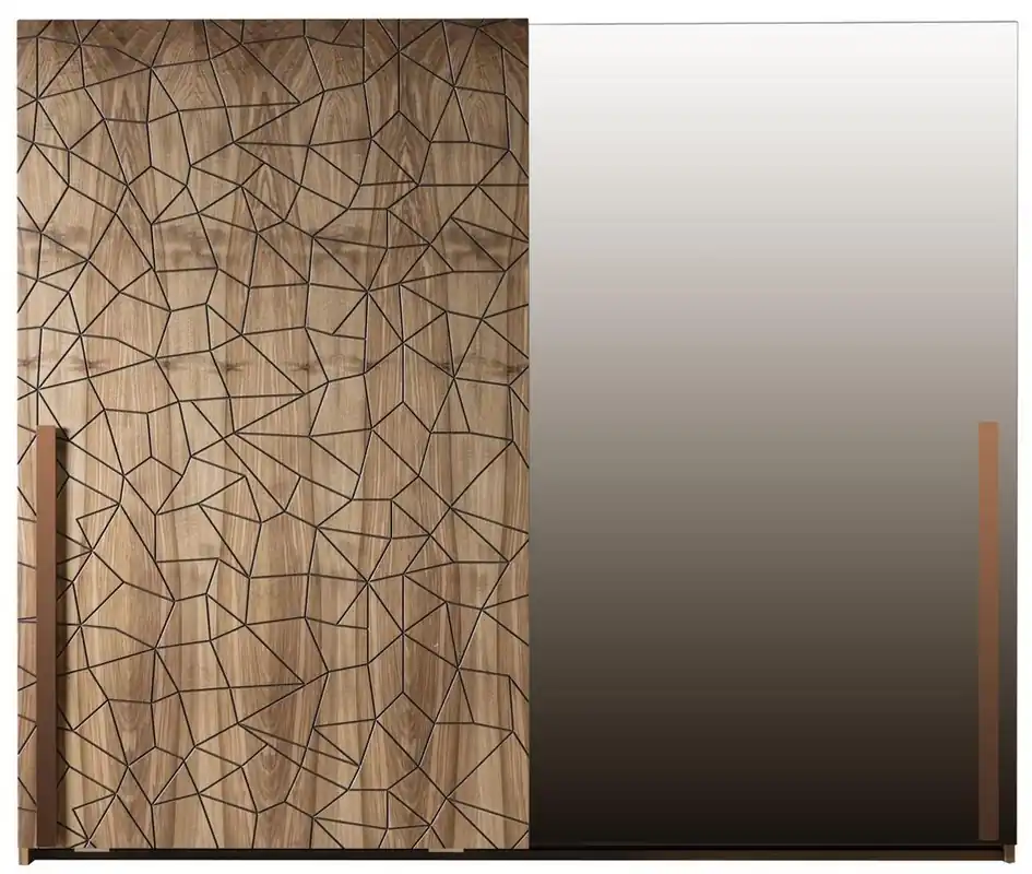 Casa Padrino Luxus Schlafzimmerschrank Braun / Kupferfarben 260 x 70 x H. 220 cm - Massivholz Kleiderschrank mit 2 Schiebetüren - Luxus Schlafzimmer Möbel Finale Aktion
