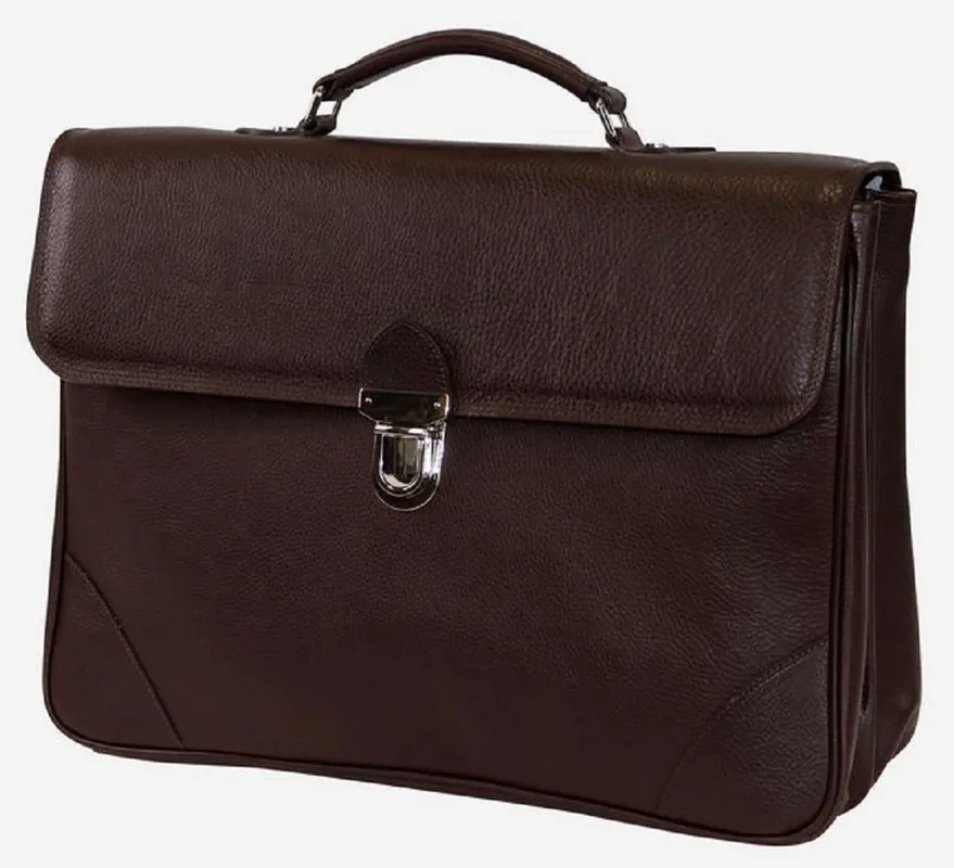 Casa Padrino Luxus Echtleder Aktentasche Dunkelbraun / Silber 42 x 16 x H. 29 cm - Herren Laptoptasche aus hochwertigem Leder - Luxus Herren Accessoires Sale