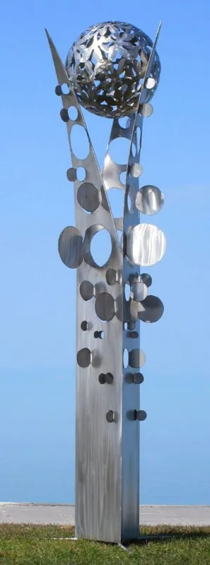 Beliebt Casa Padrino Designer Edelstahl Garten Skulptur Säule mit Kugel Silber 75 x 70 x H. 268 cm - Handgefertigte Wetterbeständige Garten Dekoration