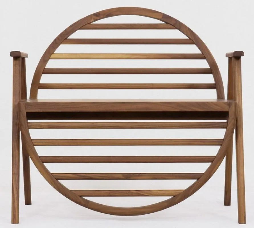 Casa Padrino Luxus Sitzbank Braun 86 x 58 x H. 81 cm - Massivholz Bank mit Armlehnen - Garten Terrassen Gastronomie Möbel Top-Angebot