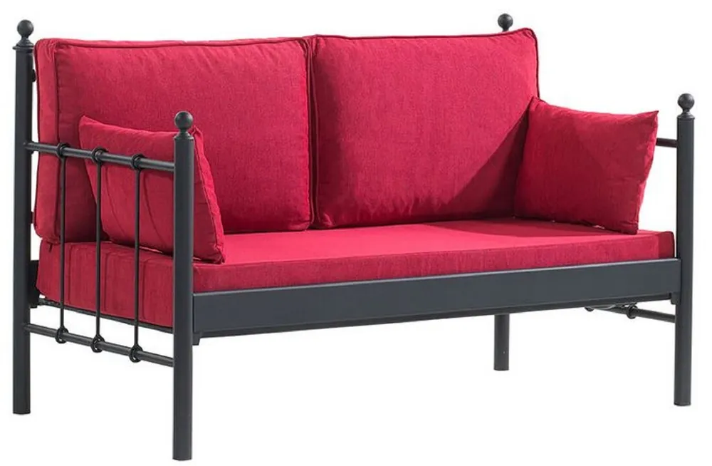 Online Kaufen Casa Padrino Jugendstil Gartensofa Schwarz / Bordeauxrot 140 x 70 x H. 92 cm - Garten Sofa - Terrassen Sofa - Jugendstil Garten & Terrassen Möbel