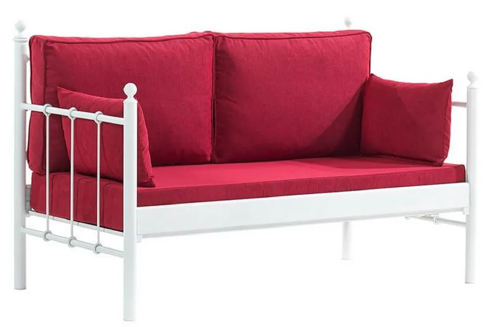 Online Kaufen Casa Padrino Jugendstil Gartensofa Weiß / Bordeauxrot 140 x 70 x H. 92 cm - Garten Sofa - Terrassen Sofa - Jugendstil Garten & Terrassen Möbel