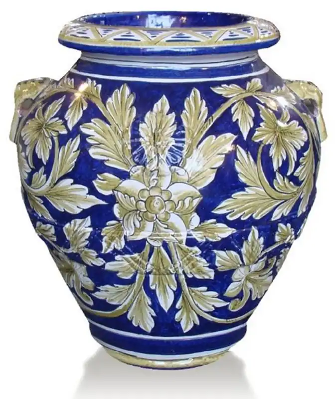 Online Kaufen Casa Padrino Luxus Barock Terracotta Vase Blau / Gold / Weiß - Verschiedene Größen - Prunkvolle handgefertigte & handbemalte Blumenvase - Barock Deko Accessoires
