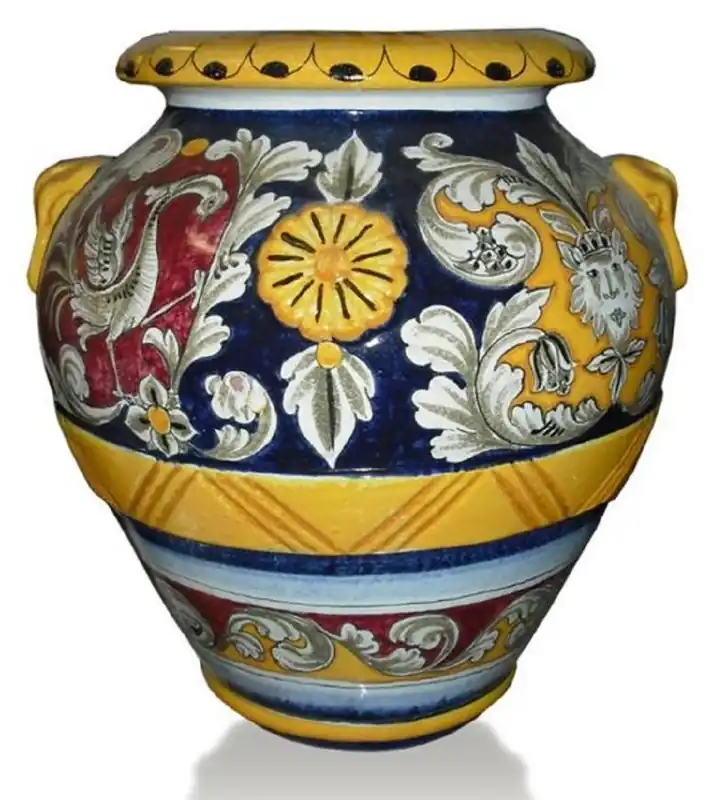 Casa Padrino Luxus Barock Terracotta Vase Mehrfarbig / Weiß - Verschiedene Größen - Prunkvolle handgefertigte & handbemalte Blumenvase - Barock Deko Accessoires Top-Angebot