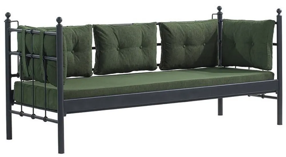 Super-Preis Casa Padrino Jugendstil Gartensofa Schwarz / Dunkelgrün 200 x 70 x H. 92 cm - Garten Sofa - Terrassen Sofa - Garten & Terrassen Möbel