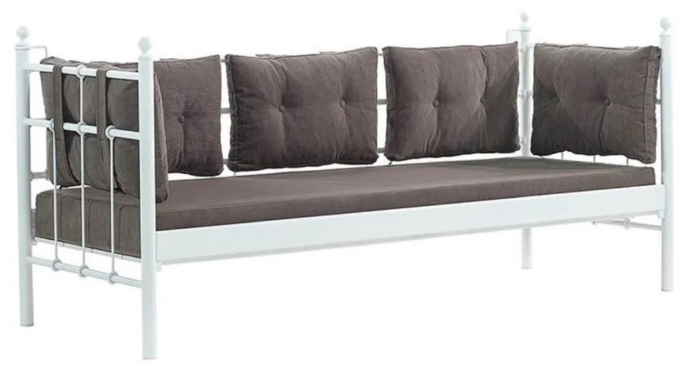 Casa Padrino Jugendstil Gartensofa Weiß / Dunkelgrau 200 x 70 x H. 92 cm - Garten Sofa - Terrassen Sofa - Garten & Terrassen Möbel Billig