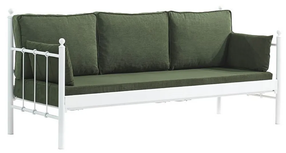 Direktkauf Casa Padrino Jugendstil Gartensofa Weiß / Dunkelgrün 200 x 70 x H. 92 cm - Garten Sofa - Terrassen Sofa - Jugendstil Garten & Terrassen Möbel