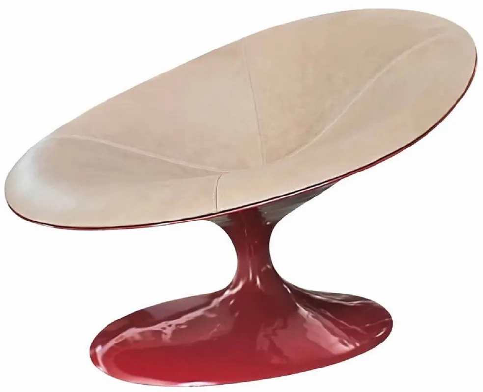 Garantierte Lieferung Casa Padrino Designer Sessel Hochglanz Rot / Beige 86 x 110 x H. 70 cm - Wohnzimmer Sessel - Hotel Sessel - Designer Möbel - Luxus Qualität