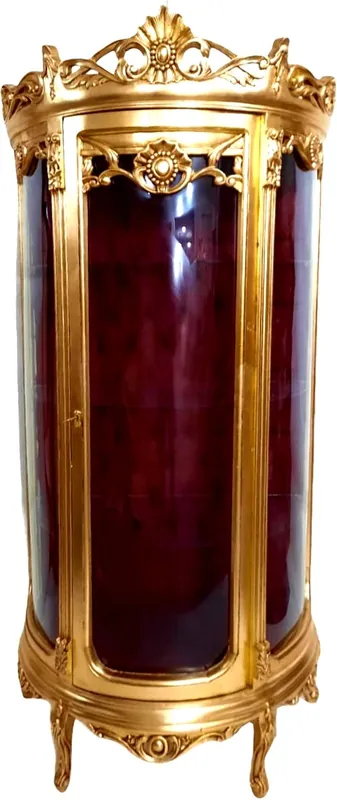 Sonderaktion Casa Padrino Barock Vitrine Gold / Bordeaux - Vitrinenschrank - Wohnzimmerschrank Glasvitrine - Antik Look Glas Schrank