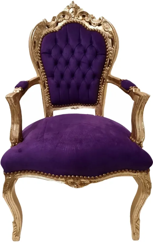 Casa Padrino Barock Esszimmer Stuhl Lila / Gold - Antik Stil Möbel Saisonangebot