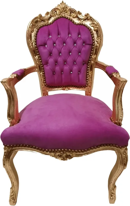 Direkt Vom Hersteller Casa Padrino Barock Esszimmer Stuhl Rosa / Gold mit Bling Bling Glitzersteinen - Antik Stil Möbel