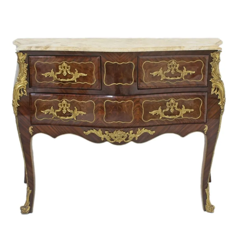 Günstig Casa Padrino Barock Kommode Braun mit cremefarbene Marmorplatte 120 cm Handgefertigt - Barock Möbel Antik Stil