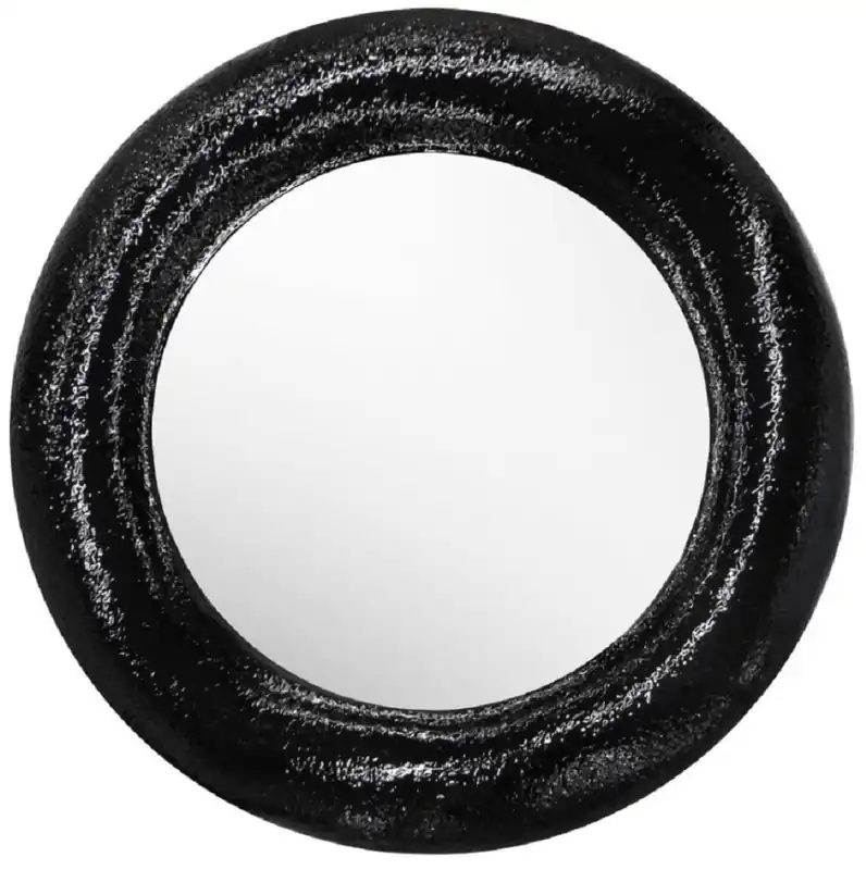 Neuheit Casa Padrino Luxus Spiegel Schwarz Ø 120 cm - Runder Glasfaser Wandspiegel - Wohnzimmer Spiegel - Garderoben Spiegel - Luxus Kollektion