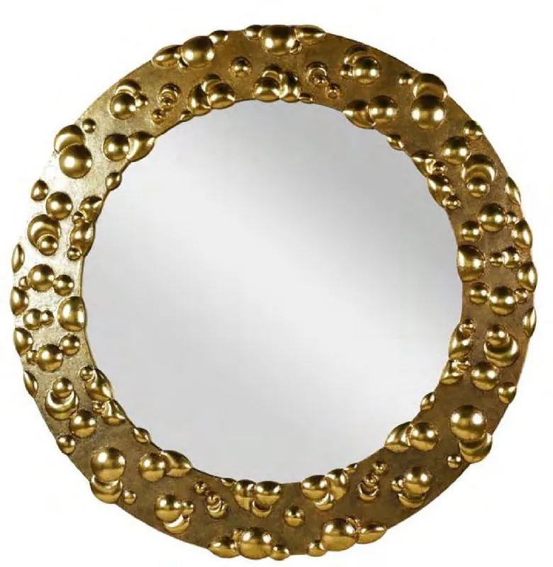 Casa Padrino Designer Spiegel Antik Gold Ø 150 cm - Runder Metall Wandspiegel - Wohnzimmer Spiegel - Garderoben Spiegel - Luxus Qualität Echt