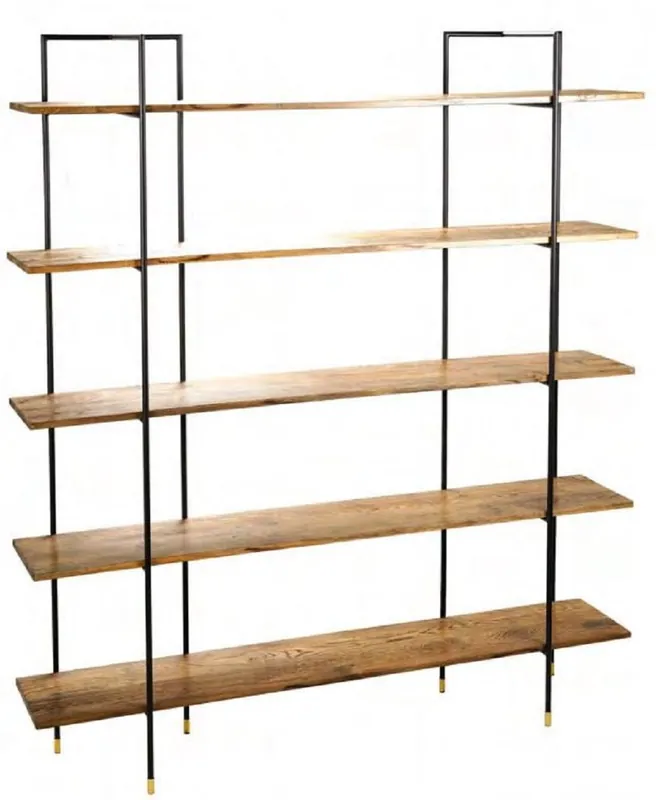Sofort Bestellen Casa Padrino Luxus Regalschrank Braun / Schwarz / Messingfarben 180 x 38,2 x H. 201,6 cm - Wohnzimmerschrank - Bücherschrank - Luxus Möbel