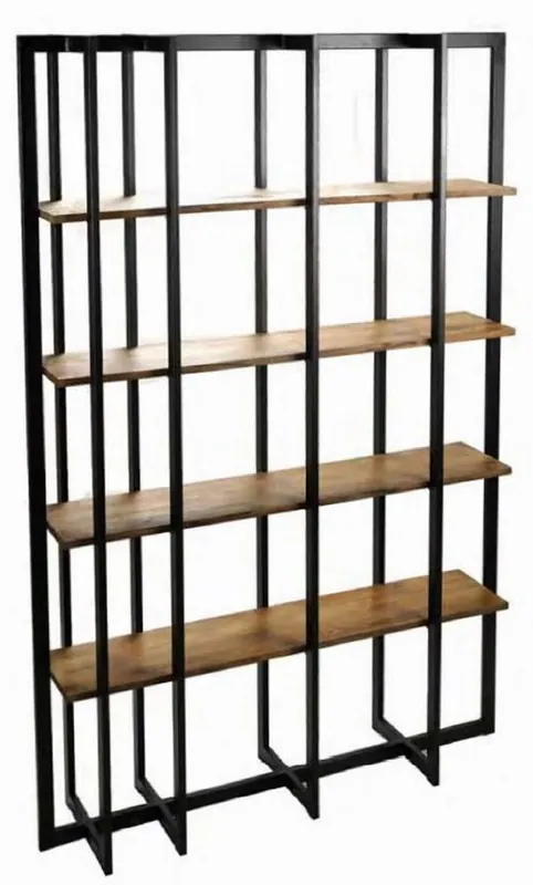 Nur Heute Casa Padrino Luxus Regalschrank Braun / Schwarz 140 x 35 x H. 200 cm - Wohnzimmerschrank - Bücherschrank - Luxus Möbel