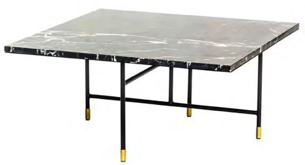 Schnäppchen Casa Padrino Luxus Couchtisch Schwarz / Messingfarben 80 x 80 x H. 37 cm - Moderner Wohnzimmertisch mit Marmorplatte und Metallgestell - Luxus Wohnzimmer Möbel