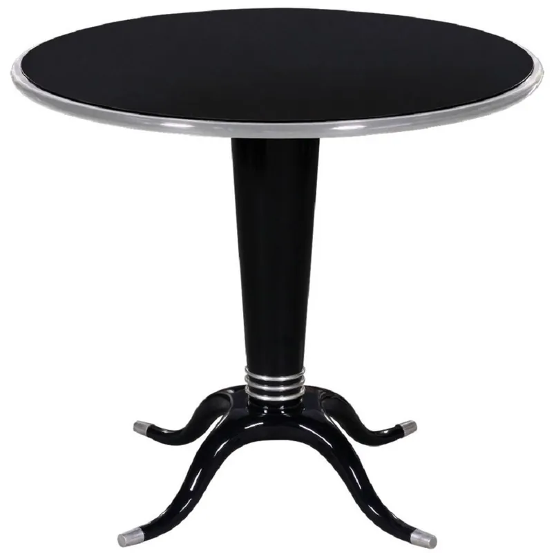 Abverkauf Casa Padrino Luxus Massivholz Beistelltisch Schwarz / Silber Ø 80 x H. 70 cm - Runder Mahagoni Tisch - Moderne Möbel - Luxus Kollektion