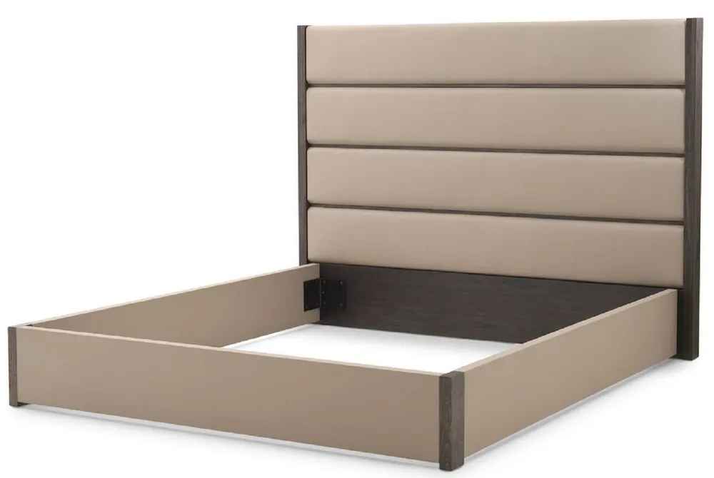 Preiswert Casa Padrino Luxus Doppelbett Rahmen mit Kopfteil Grau / Dunkelbraun 205,5 x 225 x H. 150,5 cm - Schlafzimmer Möbel - Hotel Möbel - Luxus Qualität