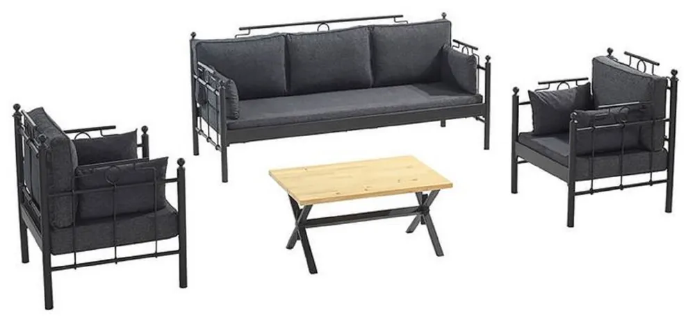 Sonderangebot Casa Padrino Jugendstil Gartenmöbel Set Dunkelgrau / Schwarz - 1 Sofa & 2 Sessel & 1 Tisch - Garten & Terrassen Möbel im Jugendstil
