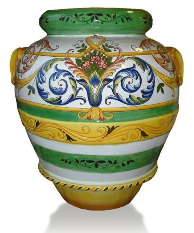 Casa Padrino Luxus Barock Terracotta Vase Weiß / Bunt - Verschiedene Größen - Prunkvolle handgefertigte & handbemalte Blumenvase - Barock Deko Accessoires Jetzt Kaufen
