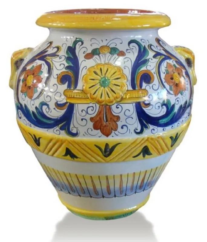 Garantierte Lieferung Casa Padrino Luxus Barock Terracotta Vase Weiß / Mehrfarbig - Verschiedene Größen - Prunkvolle handgefertigte & handbemalte Blumenvase - Barock Deko Accessoires