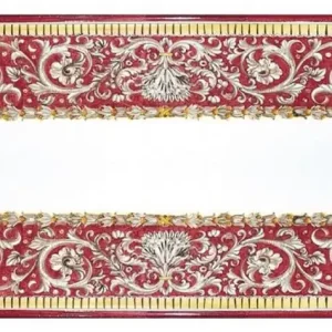 Neuheit Casa Padrino Luxus Jugendstil Esstisch Weiß / Rot / Grau / Gelb / Schwarz - Handgefertigter Gartentisch mit handbemalter Tischplatte und Metallgestell - Garten Terrassen Esszimmer Möbel
