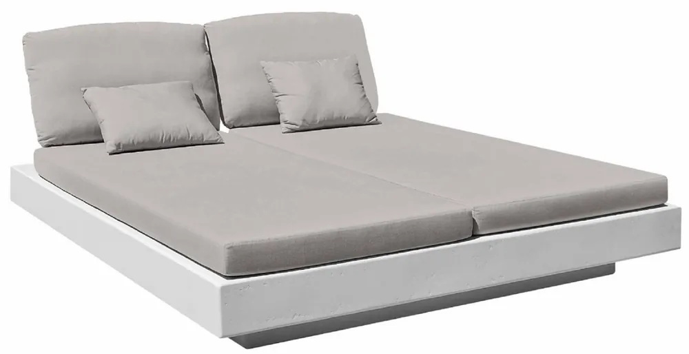 Preisknaller Casa Padrino Luxus Doppel Gartenliege Grau / Matt Weiß 200 x 175 x H. 60 cm - Moderne Wetterbeständige Liege - Poolliege - Garten Hotel Pool Möbel - Luxus Qualität