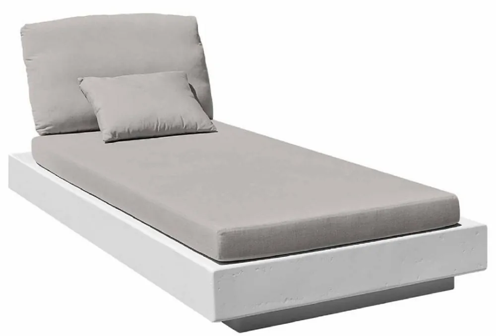 Casa Padrino Luxus Gartenliege Grau / Matt Weiß 200 x 90 x H. 60 cm - Moderne Wetterbeständige Liege - Poolliege - Garten Hotel Pool Möbel - Luxus Qualität Ausverkauf